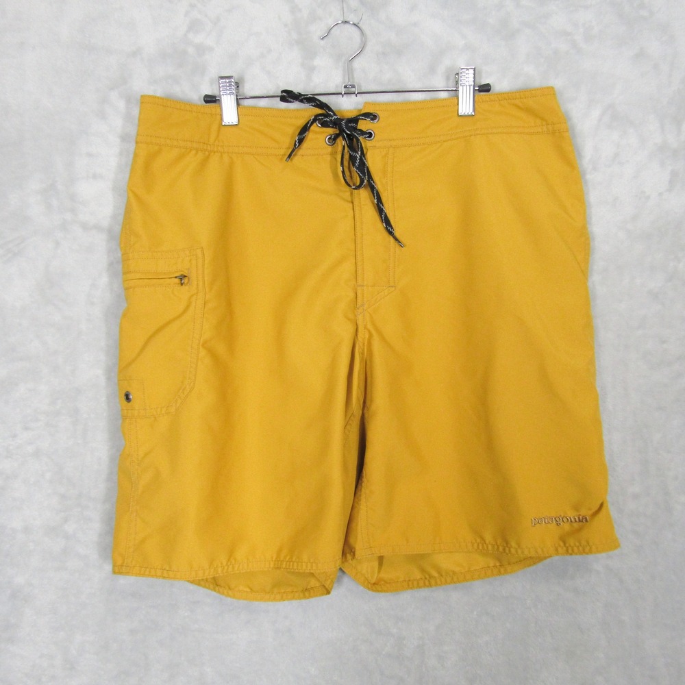 Patagonia Mens Wavefarer Board Shorts Mustard Yellow Size 35 Swim Trunks 2306